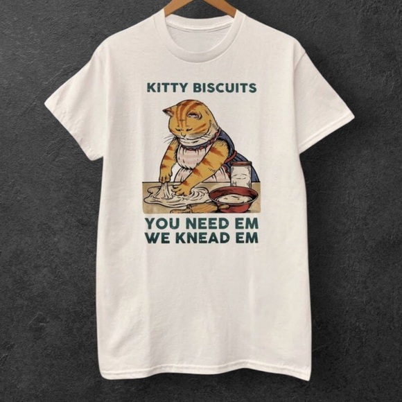 Comfort Colors Other - Comfort Colors tan short sleeve Kitty Biscuits We Knead Em, You Need Em SZ XL